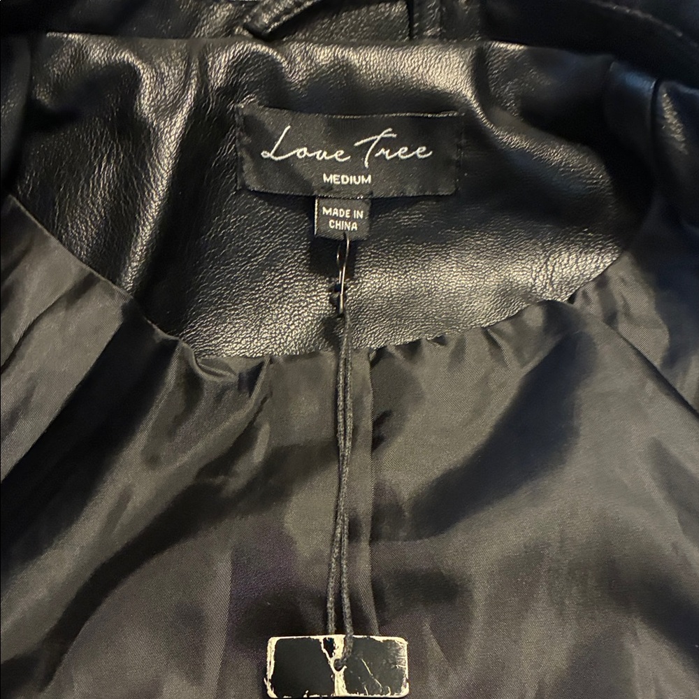 Love Tree Black Faux Leather Biker Jacket - Picture 6 of 6